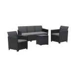 Set mobilier grădină Curver Claire IV, 5 locuri, masă depozitare Vigo, grafit