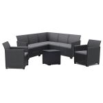 Set mobilier grădină Curver Claire IV, 7 locuri, cu masă depozitare Vigo, grafit