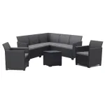 Set mobilier grădină Curver Claire IV, 7 locuri, cu masă depozitare Vigo, grafit