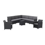 Set mobilier grădină Curver Claire IV, 9 locuri, masă Vigo cu depozitare, grafit