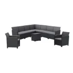 Set mobilier grădină Curver Claire IV, 9 locuri, masă Vigo cu depozitare, grafit