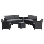Curver Set de mobilier de grădină Claire V cu 7 locuri și masă de depozitare Vigo, grafit