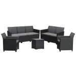 Set mobilier grădină Curver Claire V, 7 locuri, cu masă depozitare Vigo, grafit