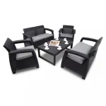 Set mobilier de grădină Curver Corfu Large II Lyon 6+1, grafit, masă reglabilă