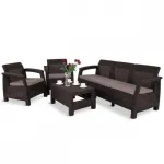 Set mobilier grădină Curver Corfu Love Duo maro, 4 piese cu perne