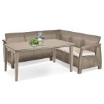 Set mobilier grădină Curver Corfu Relax cappuccino cu masă Futura, colțar