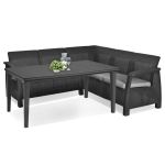 Set mobilier de grădină Curver Corfu Relax cu masă Future, grafit (4 piese)