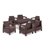 Set mobilier grădină Curver Corfu Relax Duo cu masă Futura, maro