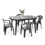 Set mobilier de grădină Curver Elma 4+1, grafit, masă Elise și 4 scaune Mallorca