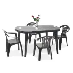 Set mobilier de grădină Curver Elma 4+1, grafit, masă Elise și 4 scaune Mallorca