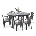 Set mobilier de grădină Curver Elma 6+1 grafit, masă ovală și 6 scaune
