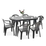 Set mobilier de grădină Curver Elma 6+1 grafit, masă ovală și 6 scaune