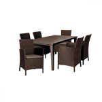 Set mobilier grădină Curver Futura 6+1 maro, aspect ratan, 6 scaune și masă