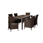 Set mobilier grădină Curver Futura 6+1 maro, aspect ratan, 6 scaune și masă