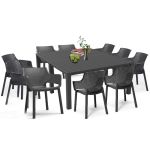 Set mobilier grădină Curver Jueva II, 10 locuri, plastic rezistent, grafit