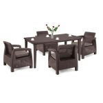 Set mobilier grădină Curver Corfu Duo cu masă Futura, maro ratan