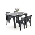 Set mobilier de grădină Curver Eljulie 4+1, grafit, masă cu orificiu umbrelă