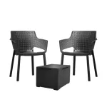 Set mobilier balcon Curver Eva Balcony, 2 scaune + masă Vigo cu depozitare, grafit