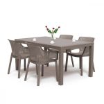 Set mobilier grădină Curver Evody 4+1, cappuccino, masă 160,5 cm