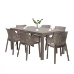 Set mobilier grădină Curver Evody 6+1, cappuccino, masă 160,5x94,5 cm
