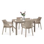 Set mobilier grădină Curver Evyon 4+1 cappuccino, masă + 4 scaune