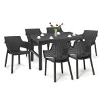 Set mobilier grădină Curver Evyon 6+1, masă cu 6 scaune, grafit