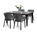Set mobilier de grădină Curver Fueva 4+1, grafit, masă + 4 scaune