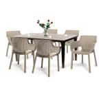 Set mobilier grădină Curver Fueva 6+1 cappuccino, masă 165x95 cm
