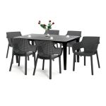 Set mobilier grădină Curver Fueva 6+1, grafit, masă 165×95 cm
