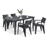 Set mobilier de grădină Curver Fujuli 4+1 grafit, masă cu 4 scaune