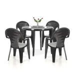 Set mobilier de grădină Curver Lisbon 4+1, grafit, masă 90 cm