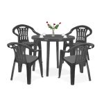 Set mobilier de grădină Curver Malisa 4+1, masă rotundă 90 cm, grafit