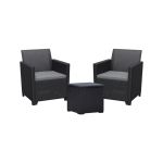 Curver Set mobilier de grădină pentru balcon Claire IV cu masă de depozitare Vigo, grafit