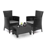 Set mobilier de grădină Curver Corowa pentru balcon, grafit, efect ratan (3 piese)