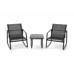 Set mobilier balcon Leziter Elva cu 2 scaune balansoar si masuta, negru