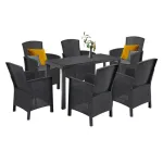 Set mobilier de grădină Leziter Hellma 6+1 grafit, masă 150x90 și 6 fotolii