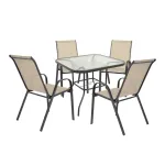 Set mobilier de grădină Leziter Juba 4+1 bej, masă cu sticlă și 4 scaune