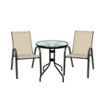 Set mobilier balcon Leziter Lizi bej, masă cu sticlă + 2 scaune