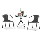 Set mobilier de balcon Leziter Marie cu masă din sticlă și 2 scaune, negru