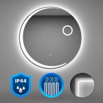 Oglindă LED rotundă pentru baie Leziter Lea 100, 100 cm, 6000K, senzor tactil, IP44