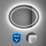 Oglindă de baie ovală Leziter Ria 80 cu iluminare LED, senzor tactil, 80x60 cm