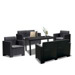 Leziter Set mobilier de grădină Nero IV Big cu 6 locuri, grafit
