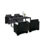 Set mobilier grădină Leziter Nero IV, 4 locuri, ratan artificial grafit cu perne