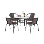 Set mobilier de grădină Leziter Rozetta 4+1, maro, cu masă din sticlă