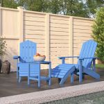 Scaune grădină Adirondack cu masă, taburet, albastru marin HDPE GartenMobel Dekor