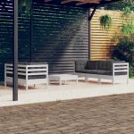Set mobilier grădină cu perne antracit, 6 piese, lemn masiv pin GartenMobel Dekor