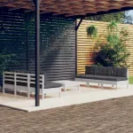 Set mobilier grădină cu perne antracit, 7 piese, lemn masiv pin GartenMobel Dekor