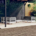 Set mobilier grădină cu perne antracit, 7 piese, lemn masiv pin GartenMobel Dekor