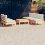 Set mobilier grădină cu perne crem, 6 piese, lemn masiv de pin GartenMobel Dekor