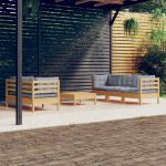 Set mobilier grădină cu perne gri, 6 piese, lemn de pin GartenMobel Dekor